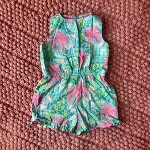 Mini Boden Pink Palms Romper 2/3